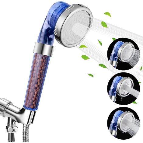3 types de douches à haute pression à économie d'eau avec billes filtrantes, douches avec flexibles et supports, adaptées aux cheveux et à la peau secs (1/3)