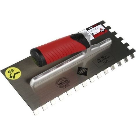 Peigne à colle acier 28 cm - dents inclinées 12x12cm - manche rubiflex - RUBI