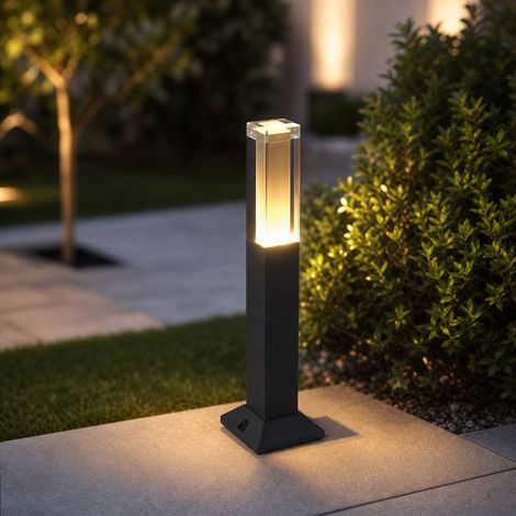 Applique encastrable jardin LED 3000K étanche aluminium noir H40cm design moderne pour extérieur terrasse pelouse éclairage décoratif (1/5)