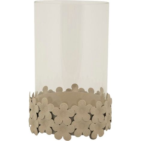 Portacandele in vetro crema con base a farfalle, Ø14x21 cm – Dune (1/5)