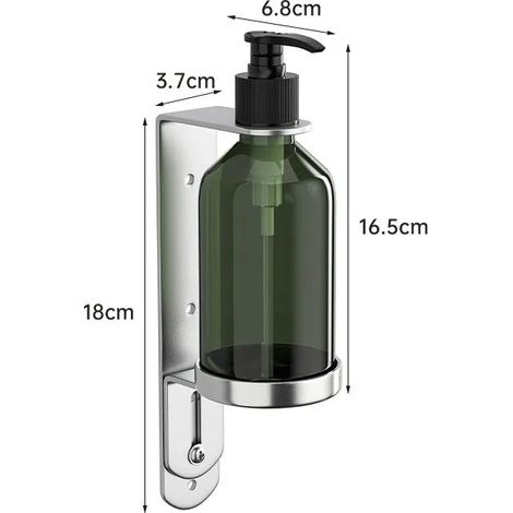 (Type A argenté) Porte-savon mural en acier inoxydable avec support pour flacons, gel douche et shampoing, idéal pour la salle de bain et la cuisine. (1/5)