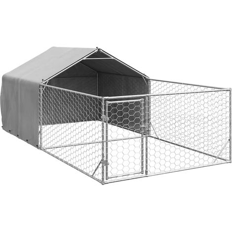 Maison Exclusive - Cuccia per Cani da Esterno con Recinto 5x2x1,5m Acciaio Zincato