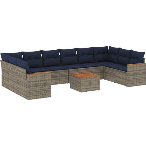 Maison Exclusive - Set Divani da Giardino 11 pz con Cuscini Grigio in Polyrattan (1/5)