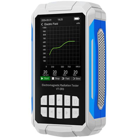 Détecteur de rayonnement électromagnétique 5 en 1 VT-ER3, testeur de température et d'humidité de l'intensité du champ magnétique du champ électrique RF intégré (1/5)