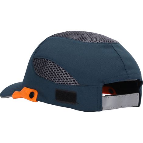 Casque de chantier Baseball Bleu à Bordure Orange, Léger Respirant, Protection Réglable pour Sport et Travail (1/5)