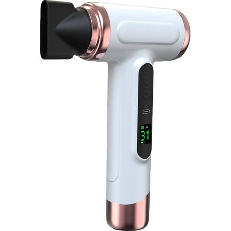 Secador de pelo blanco inalámbrico, carga rápida, funcionamiento silencioso, terapia de iones negativos, portátil, apto tanto para el hogar como para viajes. (1/5)