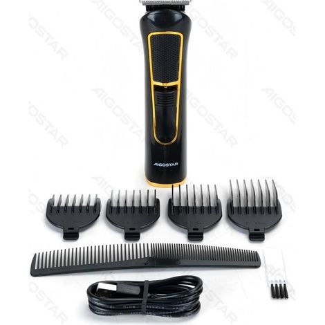 Tondeuse à cheveux Aigostar 5W 500mAh, rechargeable par USB, avec sabots de guidage, kit de coiffure à domicile, lavable