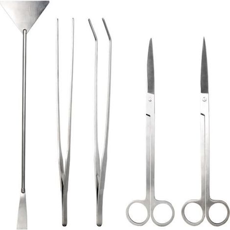 Plantes à outils d\'aquarium en acier inoxydable 5 en 1 Outils d\'aquascaping pour aquarium (ciseaux, spatule de substrat, pince à épi (1/4)