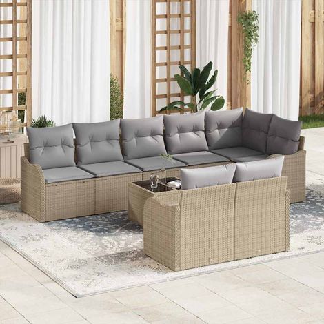 Gartensofa-set 9 pcs Beige Poly-Rattan
