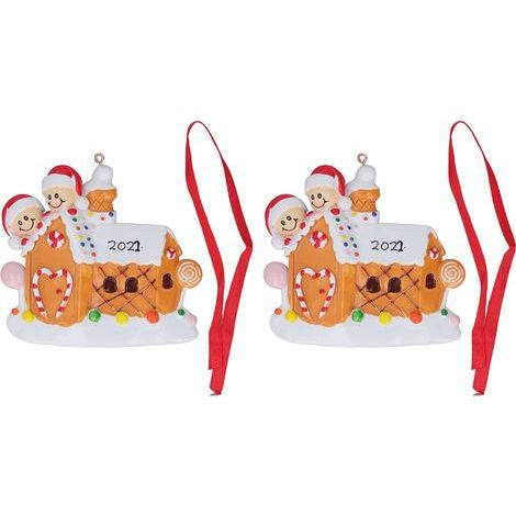 Suspension décorative de Noël en résine sculptée peinte à la main, lot de 2 ornements pour sapin, décoration de maison 22 W249 (1/5)