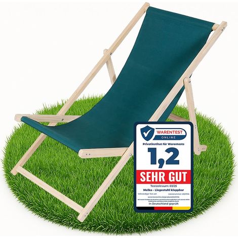 Melko Faltliege Grün Strandliege Holz Freizeitliege Balkonliege Sonnenliege Liege