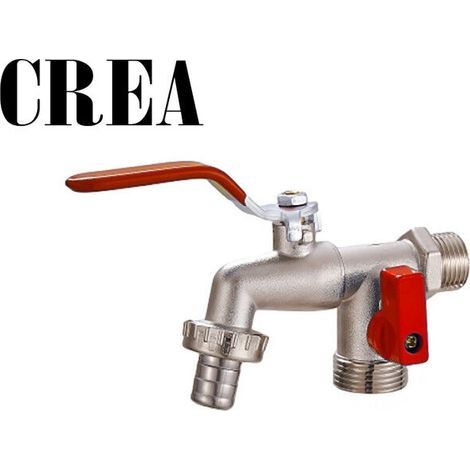 Garden Faucet with 1/4 Turn Flat Handle, Dual Outlet (1/2)