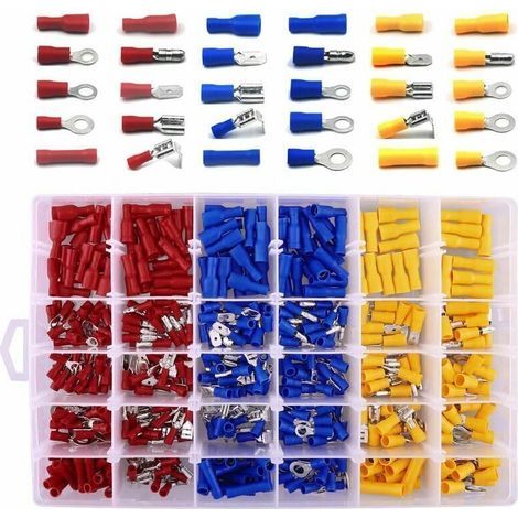 Kit de 480 cosses électriques pour voiture – Inserts en cuivre étamé – Résistantes aux vibrations – Compatibles avec pinces à sertir (1/5)