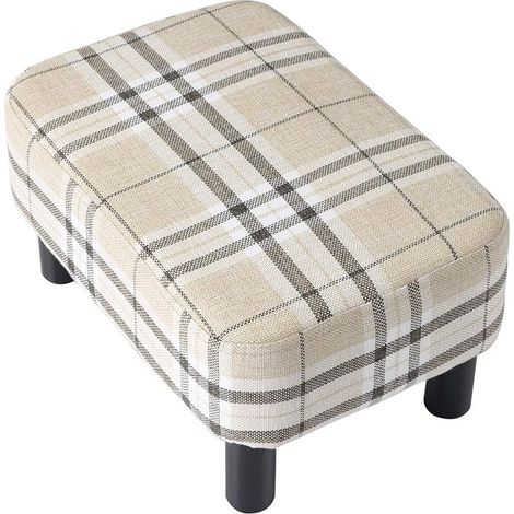Repose-Pieds rembourré en Bois Pouf Tabouret Bas Tabouret de canapé en Tissu Petite Maison Moderne Salon Chambre Tabouret rectangulaire avec siège rembourré, Couleur rayée (1/5)