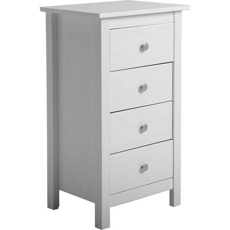 Cassettiera Berna Bianco con 4 cassetti, Realizzato in Pino Massiccio (1/6)