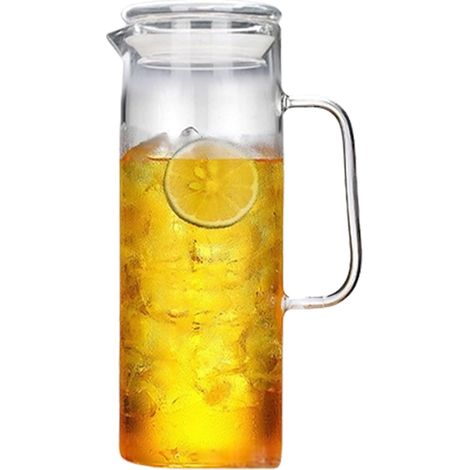 Carafe en verre transparent avec couvercle, capacité alternative, parfaite pour les boissons faites à la main, la glace, le vin et un usage quotidien pour les boissons (1/5)