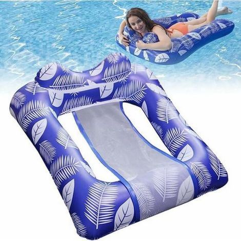 Hamac gonflable pour piscine. Hamac aquatique, hamac gonflable avec filet, hamac flottant gonflable pour piscine (violet). (1/4)