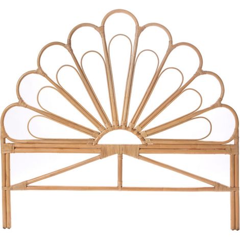 Drawer – Tête de lit en rotin 148cm – Motif géométrique et paon – Installation sans perçage – Compatible lits 2 places