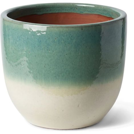 Pot grande taille d'extérieur LANCELOT 48x43cm brume d'été, fait main en terre cuite émaillée, résistant au gel (1/2)