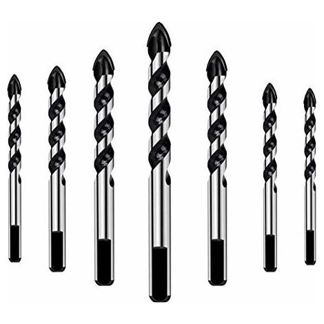 7pcs Tungsten Carbide Tip Drill Bits Set Masonry Drill Bits Set for Porcelain Ceramic Tile, Concrete, Brick Wall, Glass, Mirrors, Plastic Masonry and Wood (3 4 5 6 8 10 12mm) (1/5)
