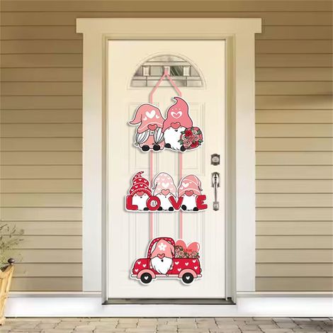 Gnome - Porte-Ornement En Carton Thème Amour - Décoration De Porte Et Fenêtre Pour Saint-Valentin - Hauteur 20 Cm - 1 Pièce (1/5)