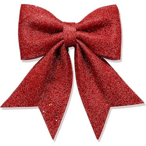 Große rote Glitzerschleife, Weihnachtsbaumschmuck, Weihnachtskranz (1/5)