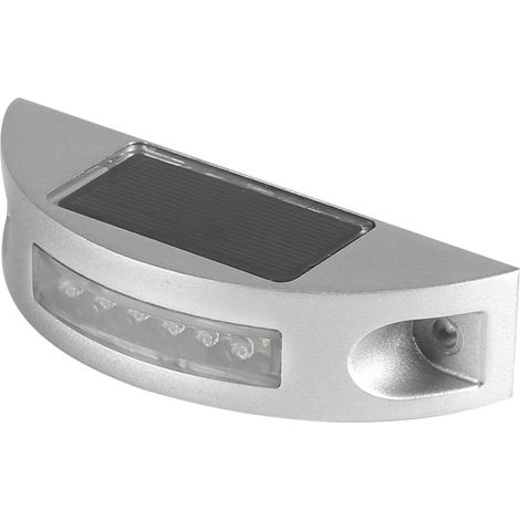 Borne solaire en aluminium moulé, 6 LED étanche, lampe de chemin et escalier extérieur rouge, éclairage d'allée résistant aux intempéries. (1/3)