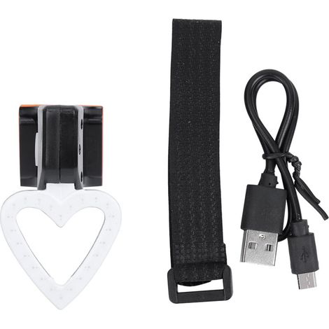 Wasserdichte, per USB aufladbare LED-Rückleuchte für Mountainbikes, rotes Herz (1/4)