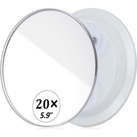 Miroir grossissant x20, Miroir grossissant x20, Ventouse , comme Miroir de Maquillage mganifiant, Miroir de Poche pour Maquillage des 150mm Blanc (1/4)