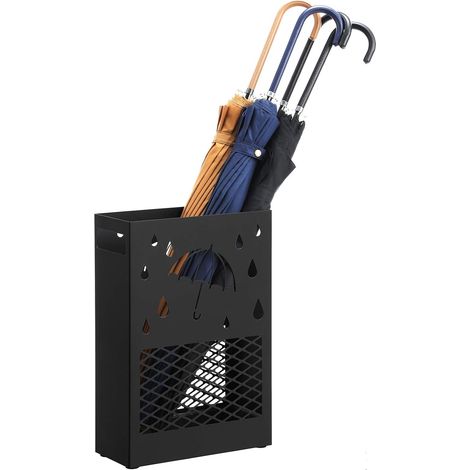 Porte-parapluies en métal, Support à rectangulaire, avec réceptacle d’eau amovible (1/5)