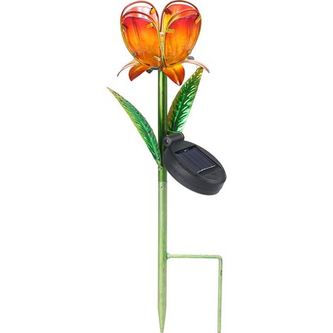 Lampe solaire LED en forme de fleur, lanterne décorative à piquet, étanche IP55, éclairage extérieur pour allée, pelouse, jardin et aménagement paysager (1/5)