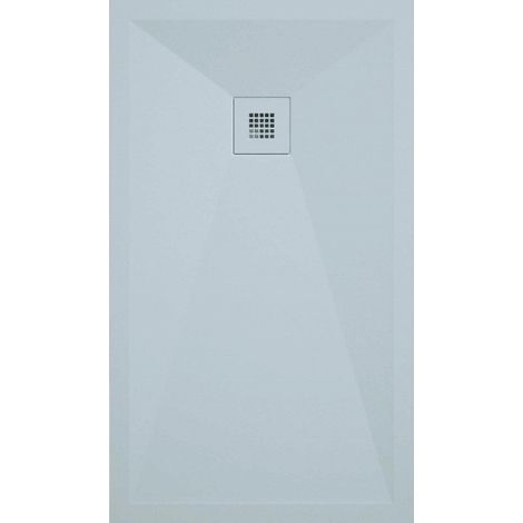 Mineralguss-Duschwanne extra flach ONDA Schieferoptik GRAU 100x100 cm Auslaufschutz in Farbe
