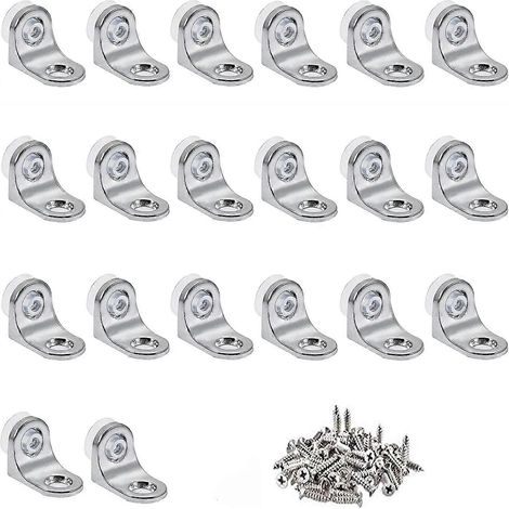 20 supports d'étagère en verre de 25 mm, équerres d'angle en acier inoxydable en forme de L, fixations pour étagère en verre et métal, avec 40 S (1/5)