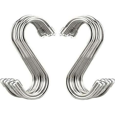 Paquete de 20 ganchos en forma de S de 8,6 cm (3,4 pulgadas), perchas de metal de acero inoxidable, ganchos para colgar en la cocina, taller, baño y jardín. (1/5)