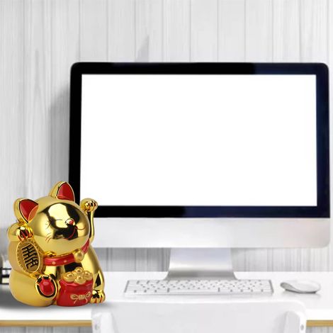 Chat électric à bras articulé Maneki Neko MLY11020-4 Gold 5.5in Ornement de bureau plastique pour bien-être (1/5)