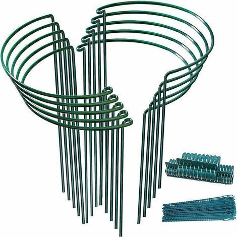 Tuteur pour végétaux 10x Tuteurs Pour Plantes, Piquets Verts Demi-Ronds Support Plantes Plante,Aidez Vos à Pousser - Anneau de Plante Pieux Hortensias,Pivoines,Plantes Vivaces(25cmx40cm), 25x40cm-10 p (1/5)