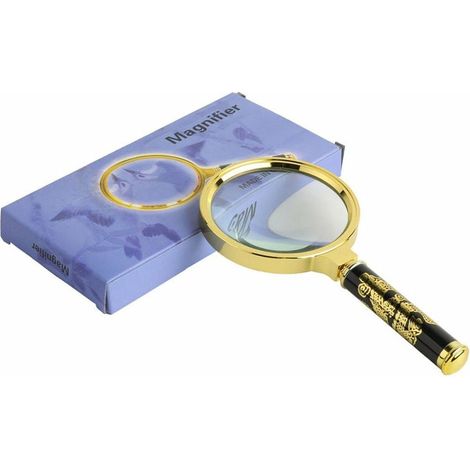Loupe de Lecture 10X loupe 80 mm et Miroir incassable pour Lecture Haute clarté et Poids léger pour Seniors Loupe de Lecture avec bijoulier Artisanat Livres Loisirs(Or) (1/3)