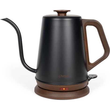 Bouilloire col de cygne DOD206 Livoo 1.2L, 1000W, acier inoxydable, versage précis coloris Noir (1/5)