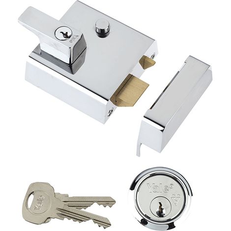 Yale Locks 630002215162 P2 Double Security Nightlatch 40mm Backset Chrome Finish Visi YALP2CHNL