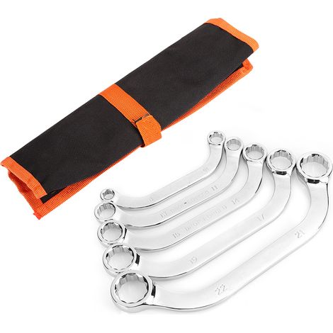 Clé mixte double extrémité 5 pièces, polyvalente en acier 45, clé combinée dodécagonale C 8-22mm, outillage manuel robuste. (1/5)