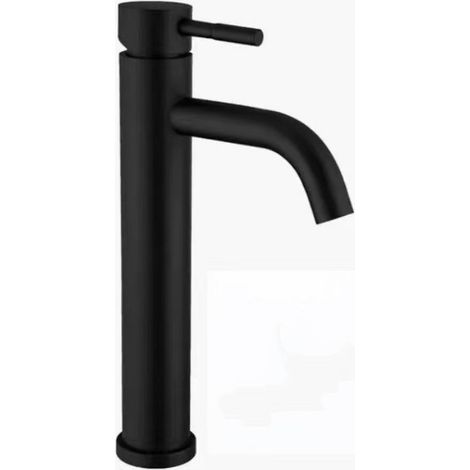 Export-grade 304 stainless steel brushed gold bathroom sink, single-hole washbasin, hot and cold water undermount basin faucet - black curved spout, tall style [hot and cold water]