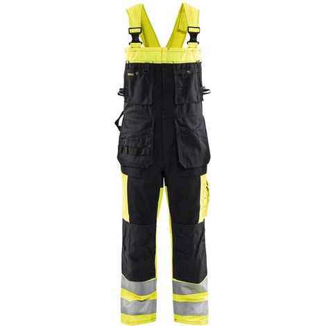 tuta da lavoro con bretelle ad alta visibilità 2603 - Giallo fluorescente/Nero 48 (1/4)