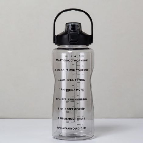 Große 2-Liter-Wasserflasche mit Zeitmarkierung, auslaufsichere 2-Liter-Wasserflasche mit Strohhalm und Griff, für ausreichend Flüssigkeitszufuhr täglich bei Fitness, Fitnessstudio und Outdoor-Sportart (1/4)