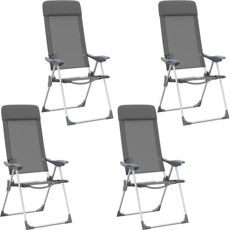 Chaises de camping Chaises de jardin Fauteuils de Relaxation pliables 4 pcs Gris Aluminium BGT79809 (1/5)