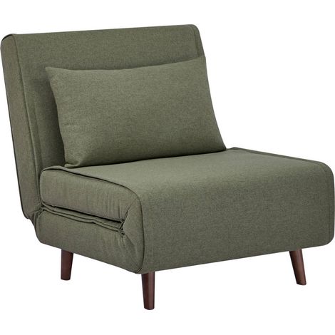 sweeek - Sessel mit Holzgestell und Schlaffunktion für 1 Person, Stoff, Khaki
