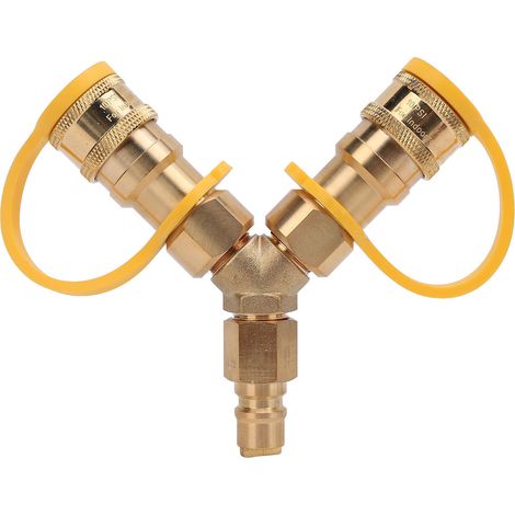 Raccord en Y en laiton 3/8 pouce pour tuyau de gaz naturel, connexion et déconnexion rapides, séparateur pour barbecues et appareils de chauffage (1/5)