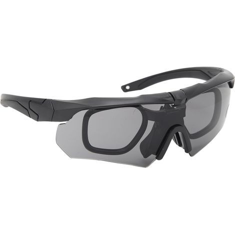 Schießbrille, UV-Schutz, Militärstil, wind- und staubdicht, Halbrahmen, für Damen und Herren, schwarz. (1/5)