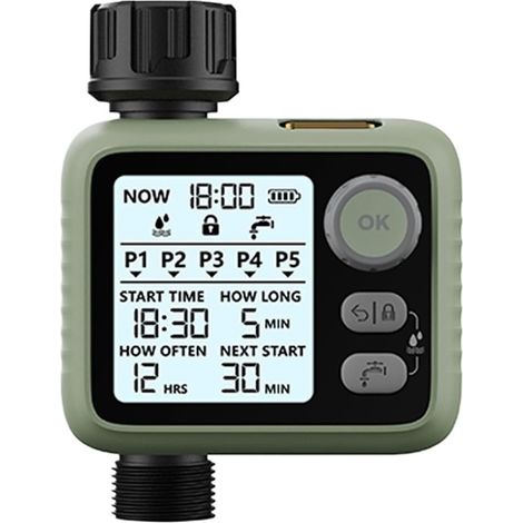 Minuterie d'arrosage, Bouton de minuterie d'eau Plus Facile à Utiliser, rétro éclairage LED, Gardien de Nuit Sombre, détection de Pluie, Outils de Jardin Plus intelligents (1/5)