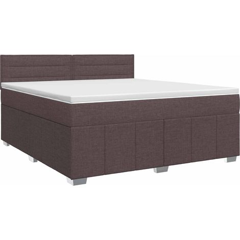 Lit boxspring avec matelas Marron foncé 160 x 200 cm Tissu vidaXL (1/5)