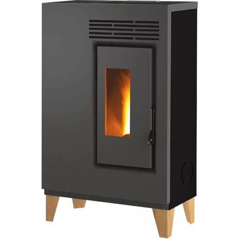stufa a pellet slim caris "fiore" con piedini nero 5,0 kw (1/2)